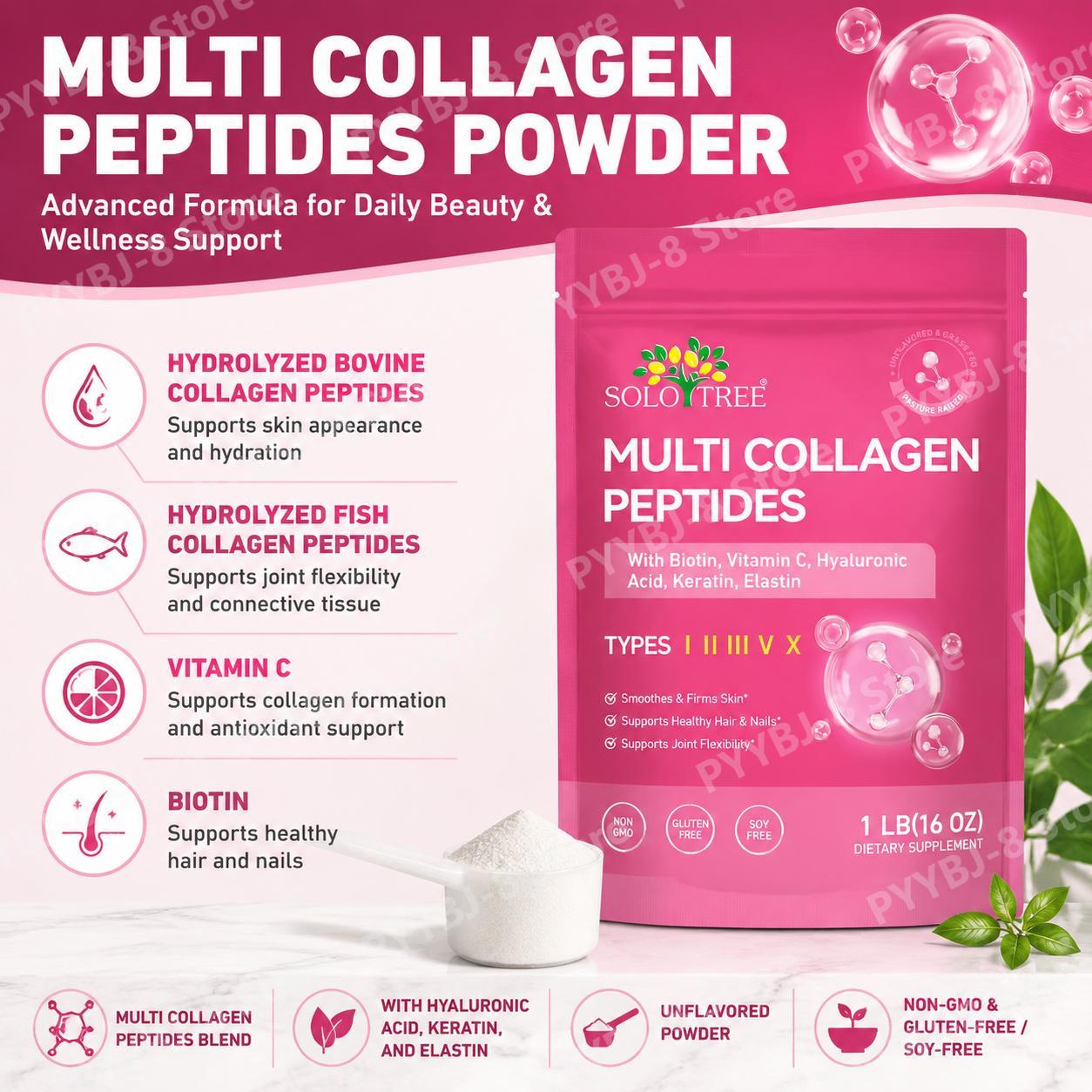 SoloTree Multi Collageen Pepti - Collagen Peptide Powder recensie en prijs